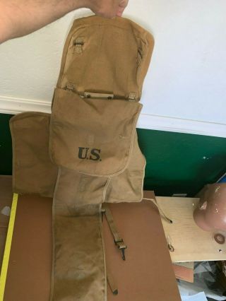 Vintage Wwi U.  S.  Army Tan Canvass Pack Marked " Long 9 - 18 "