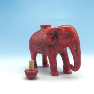 Handmade red coral carved elephant statue snuff bottle 2