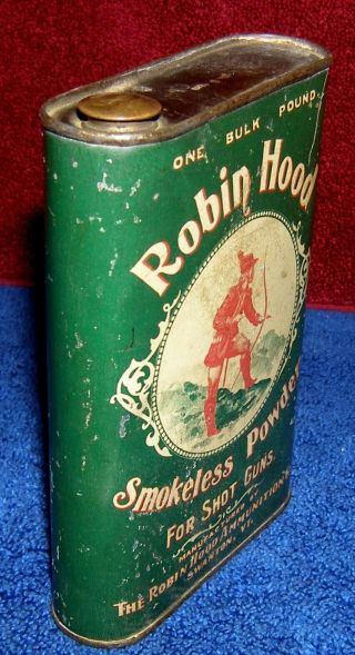 ROBIN HOOD smokless powder shotgun tin Circa early 1900s Swanton Vermont dupont 11
