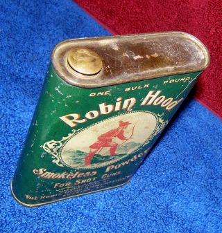 ROBIN HOOD smokless powder shotgun tin Circa early 1900s Swanton Vermont dupont 12