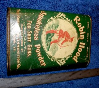 ROBIN HOOD smokless powder shotgun tin Circa early 1900s Swanton Vermont dupont 3