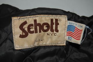 Vintage Schott Men ' s Motorcycle Fringed Black Leather Jacket Size 40 6