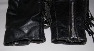 Vintage Schott Men ' s Motorcycle Fringed Black Leather Jacket Size 40 7