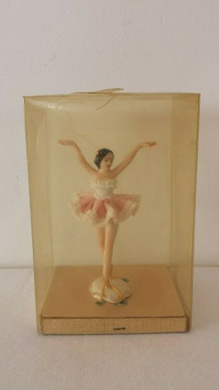 Dresden Lace Miniature Ballerina Dancer Pink Dress 4 " Figurine