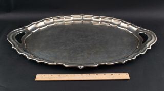 Large Antique Frank Smith Chippendale Pattern Sterling Silver Oval Serving Tray