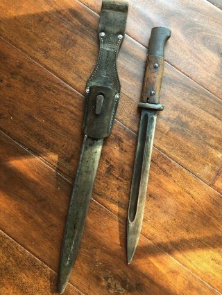 Ww2 German K98 Bayonet With Scabbard And Leather Frog 43agv 1943