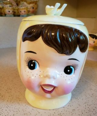 Adorable Vintage Napco Miss Cutie Pie Yellow Cookie Jar