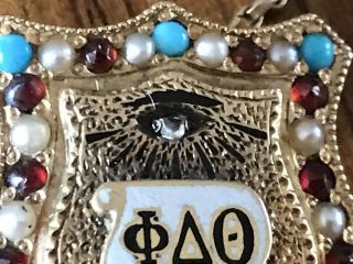 Circa 1870Phi Delta Theta Badge - 14k Gold Diamond Antique Fraternity Shield Pin 4