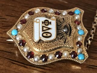 Circa 1870Phi Delta Theta Badge - 14k Gold Diamond Antique Fraternity Shield Pin 5