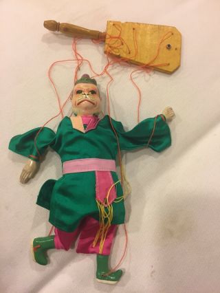 Antique Chinese Green And Pink Puppet Collectible Fragile
