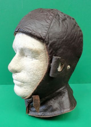 Vintage Aviator’s Leather Flying Helmet W/neck Flap