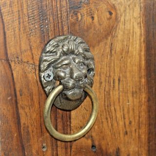 Antique Style Rustic Cast Iron Lion Face Door knocker with Brass Ring 001 2