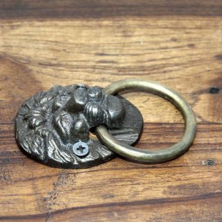 Antique Style Rustic Cast Iron Lion Face Door knocker with Brass Ring 001 3