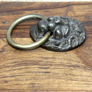 Antique Style Rustic Cast Iron Lion Face Door knocker with Brass Ring 001 5