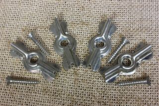 4 Bow Tie 1 3/4” Turn Latches Buttons Cupboard Cabinet Vintage Steel Old Stock