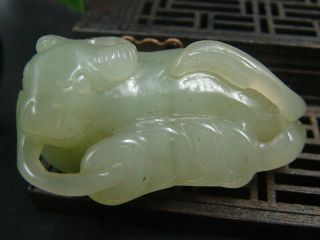 Vintage Chinese Antique Celadon Nephrite Hetian - Jade Cattle Pendants/statues59