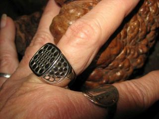 Vtg Sterling Silver Ring Mexico Keyboard Control Ancient Alien Band Size 8.  5 925