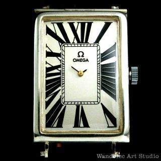 OMEGA Vintage Men ' s Wrist Watch Art Deco Sterling Silver Mens Wristwatch Swiss 3