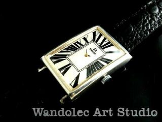 OMEGA Vintage Men ' s Wrist Watch Art Deco Sterling Silver Mens Wristwatch Swiss 8