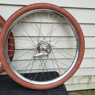 Vintage prewar Schwinn bicycle wheel set drop,  motorbike,  autocycle,  ranger,  antique 2