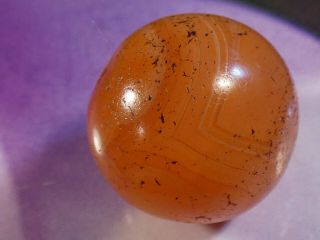 Large Ancient Indo Tibetan Orange Round Agate Eye Bead 15.  2 Mm