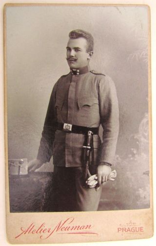 Czech Austro - Hungarian Army Soldier W/ Bayonet Antique Cdv Photo