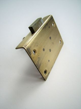 Antique brass cut cabinet drawer lock with key 2 15/16 