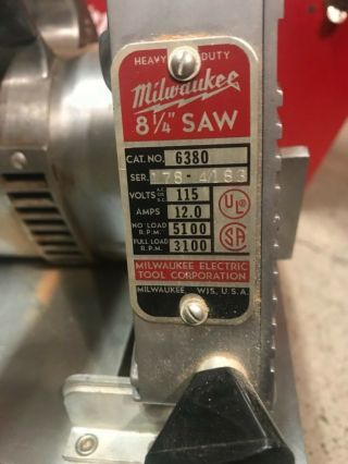 Vintage Milwaukee 6380 8 1/4 Circular Saw 3