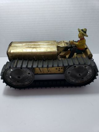 Vintage Marx Bulldozer Tin Toy Wind - Up
