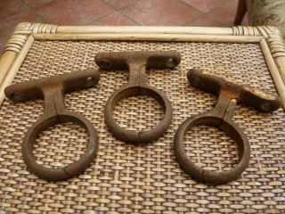 Vintage Old Antique Victorian Cast Iron Brackets For Pipe / Curtain Pole 2 Inch