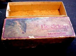 Vintage Green Scale Heddon Fishing Decoy Antique Tackle Box Bait Spearing Musky 10