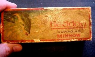 Vintage Green Scale Heddon Fishing Decoy Antique Tackle Box Bait Spearing Musky 8