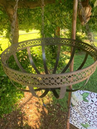 Vintage Wrought Iron Metal Hanging Basket Flower Pot Plant Holder Planter
