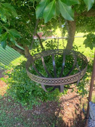 Vintage Wrought Iron Metal Hanging Basket Flower Pot Plant Holder Planter 4