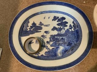 huge antique chinese blue and white plate 42 by49.  8cm 18thC 2