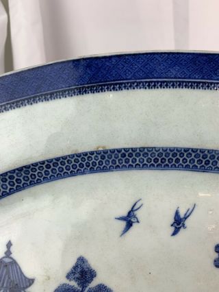 huge antique chinese blue and white plate 42 by49.  8cm 18thC 5