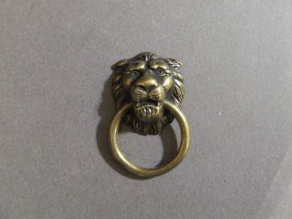 Vintage Shiny Brass Lion Head Drawer Pull Door Knocker Marked 888