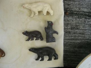 4 Early 1953 Starlux France Bear Plastic Zoo Animals