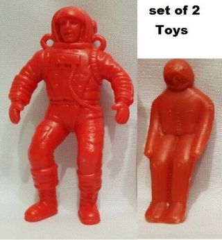 Set Of 2 Vintage Rare Russian Plastic Toys - Pilots Astronaut - Ussr