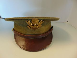 Wwii Us Officer Visor Cap Dress Uniform Hat Combat Army Air Force Corps Crusher