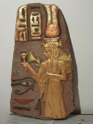 Rare Antique Ancient Egyptian Stela Queen Nefertari Lotus Eye Horus1279–1213 Bc