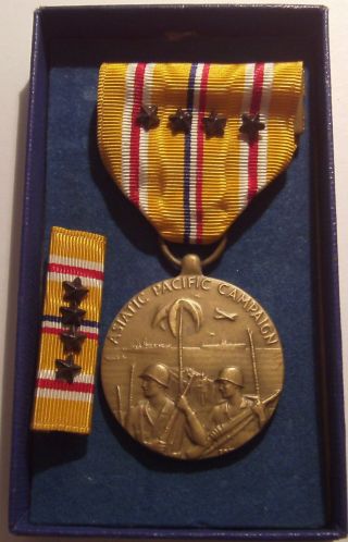 Vintage Ww Ii Asiatic Pacific Medal Set 4 Bronze Battle Stars