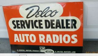 Vintage Delco Service Dealer Tin Sign