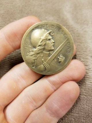 Ww1 French Verdun Medal Bronze Large Medallion Version Minty Rare