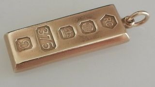 Heavy 1oz Vintage 1978 Solid 9ct Gold Ingot Bar Chain Pendant 30g