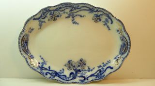 Johnson Bros Pottery China Flo Blue Oval Plate Del Monte Floral Pattern Antique