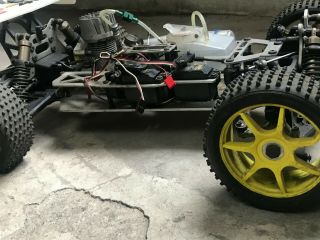 Vintage Kyosho Inferno 4WD 1/8 Buggy Os Max RF.  21 Nitro Engine and Muffler 8