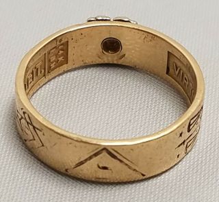 Vintage 14K Yellow Gold Masonic Ring with Double Eagle Size 8.  5 Freemason Mason 3