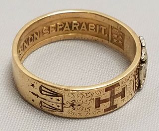 Vintage 14K Yellow Gold Masonic Ring with Double Eagle Size 8.  5 Freemason Mason 4