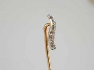 Important Art Nouveau 18K Gold Diamonds Platinum Lucky Wish Bone Stick Pin 3